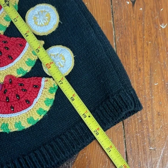 Marisa Christina Kids Cotton Fruit Beaded Appliqué Black Sweater size Medium - Picture 7 of 8